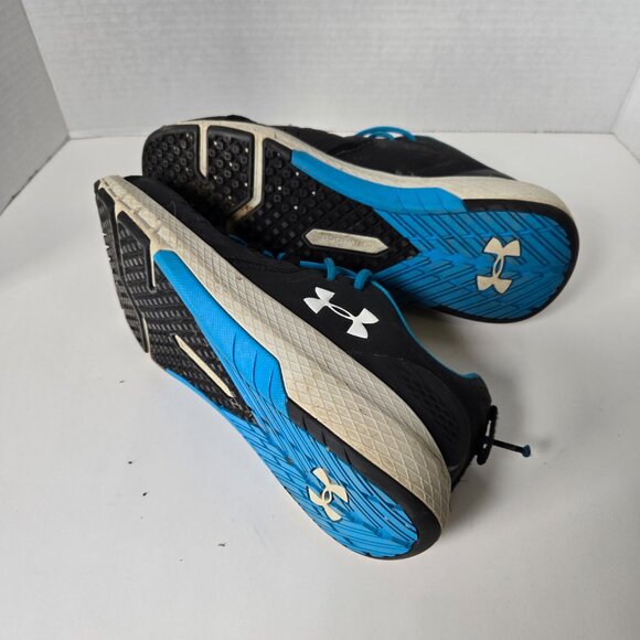 Under Armour Black With Blue Trim Sneakers Size 8 1/2 - Picture 5 of 6